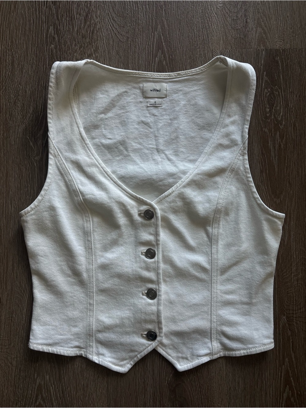 Wilfred White Button-Front V-Neck Vest - Size Medium